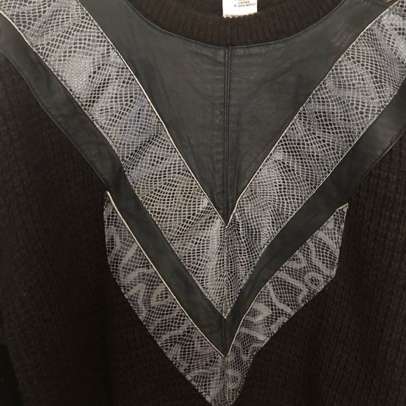 VTG Giovanni Luomo Leather Knit sweater leopard dynasty 80s - Picture 4 of 7